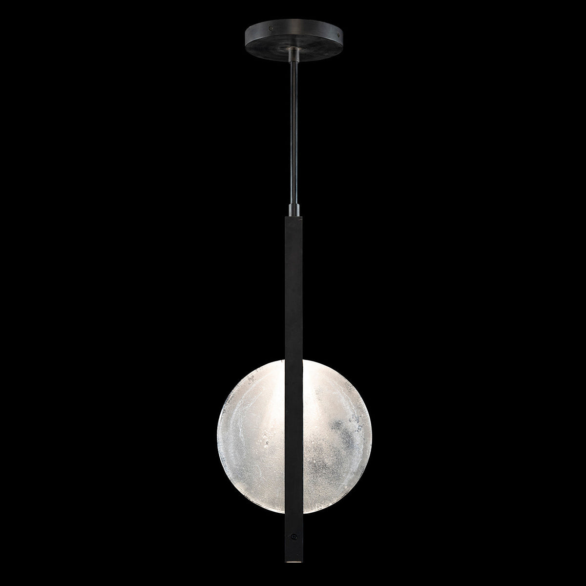 11-Inch Hand-Cast Glass Linear Pendant Light / Silver