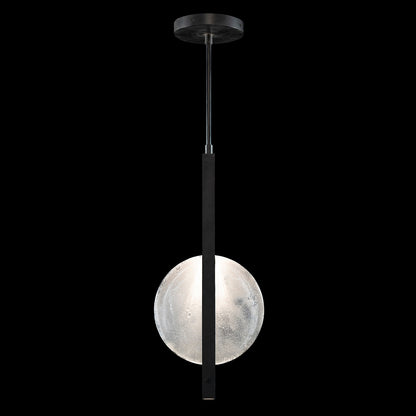 11-Inch Hand-Cast Glass Linear Pendant Light / Silver