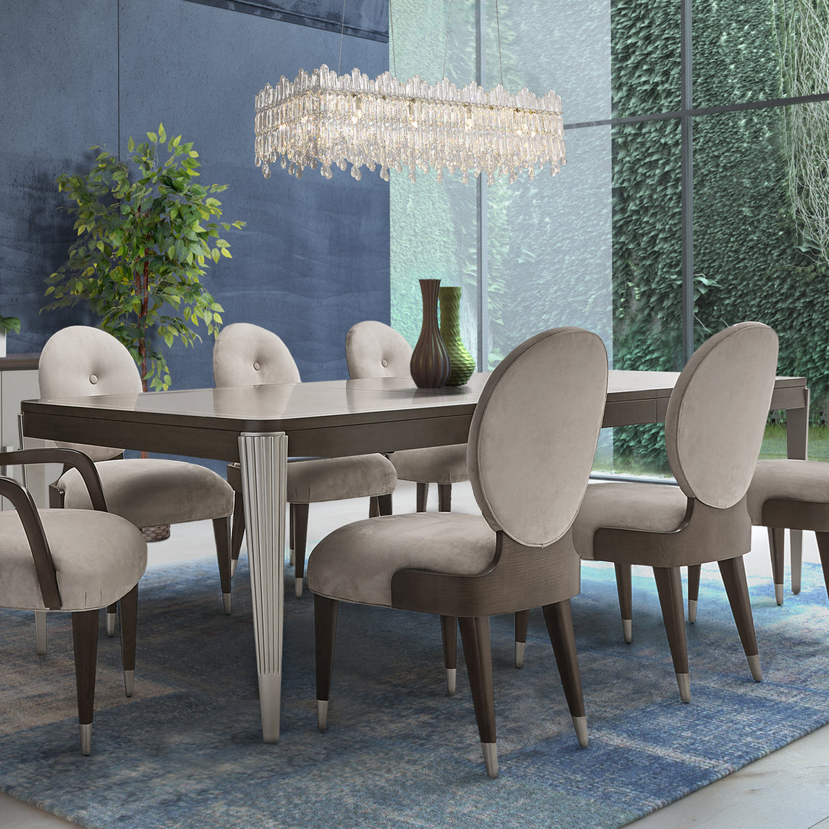 12-Light Clear Rectangular Chandelier