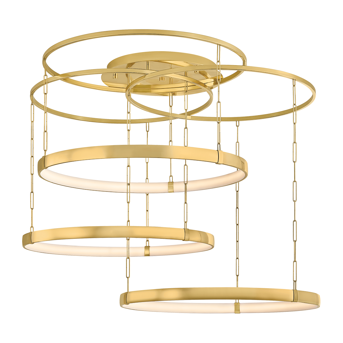 3-Light Concentric Hoop Brass Chandelier / Default Title