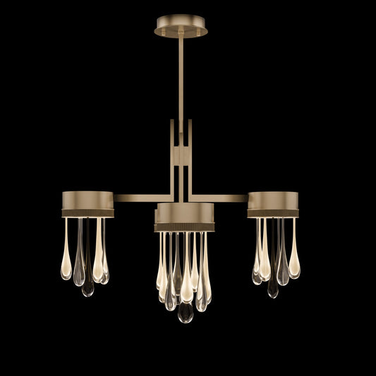 33-Inch Artisan Glass Rain LED Pendant Light / Ombre Bronze/Gold Glass
