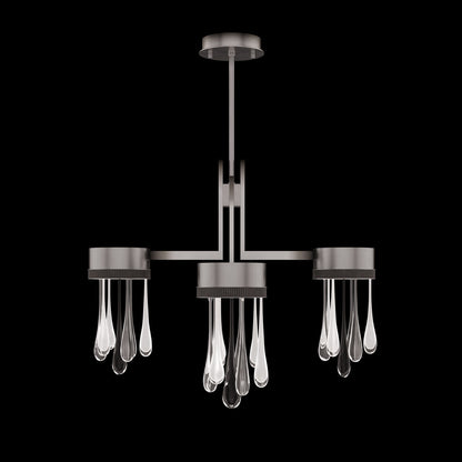 33-Inch Artisan Glass Rain LED Pendant Light / Ombre Copper/Copper Glass