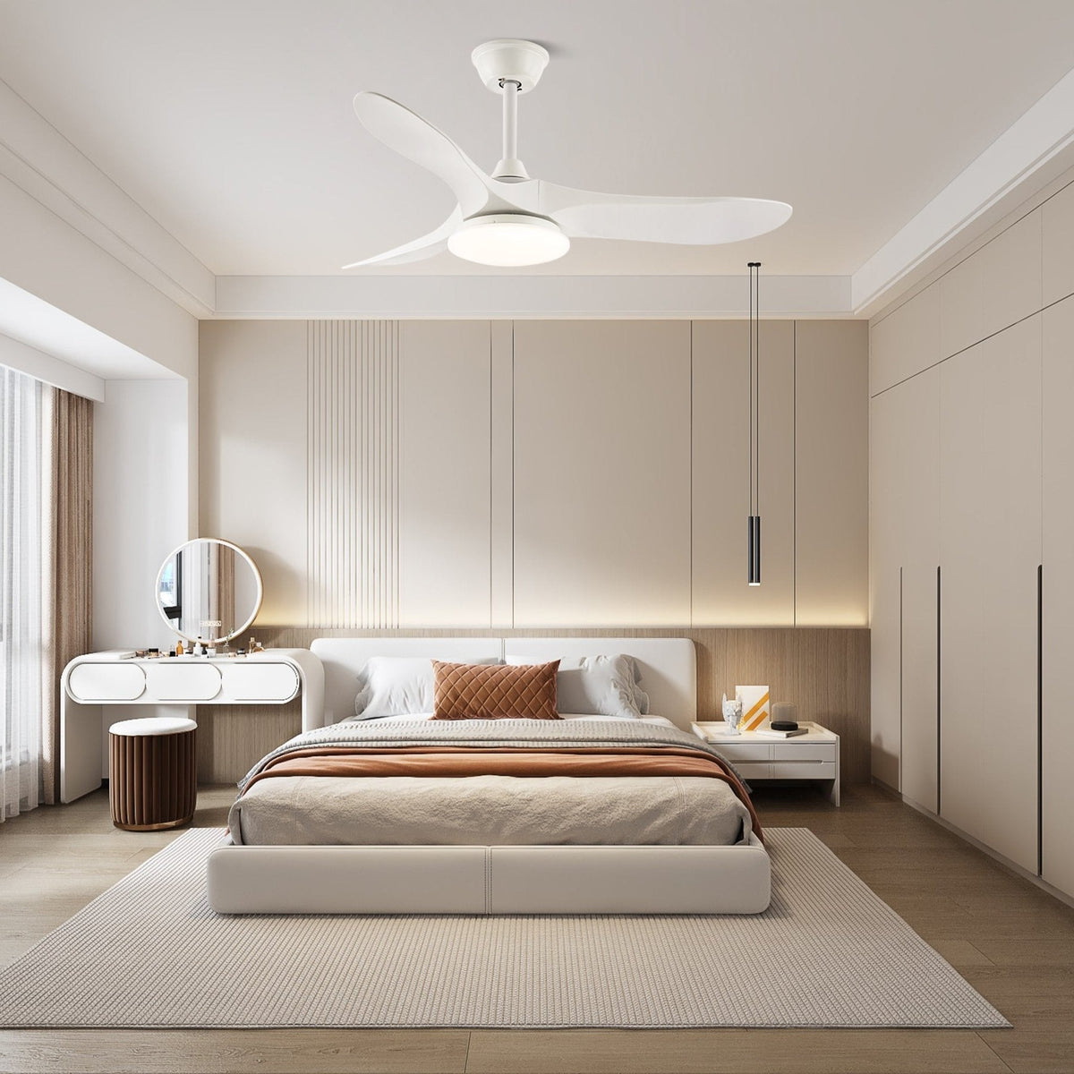 42/52-Inch Wood Blade LED Ceiling Fan Light