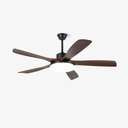 42/52-Inch Wood Grain LED Ceiling Fan Light / ∅ 42″ x H 11.8″ / Model A  Walnut Wood Grain & Black / Three-Color Changing Light