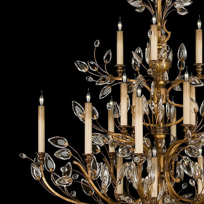 57-Inch Crystal Leaf Round Chandelier / Silver