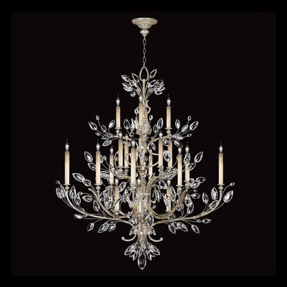 57-Inch Crystal Leaf Round Chandelier / Silver Leaf