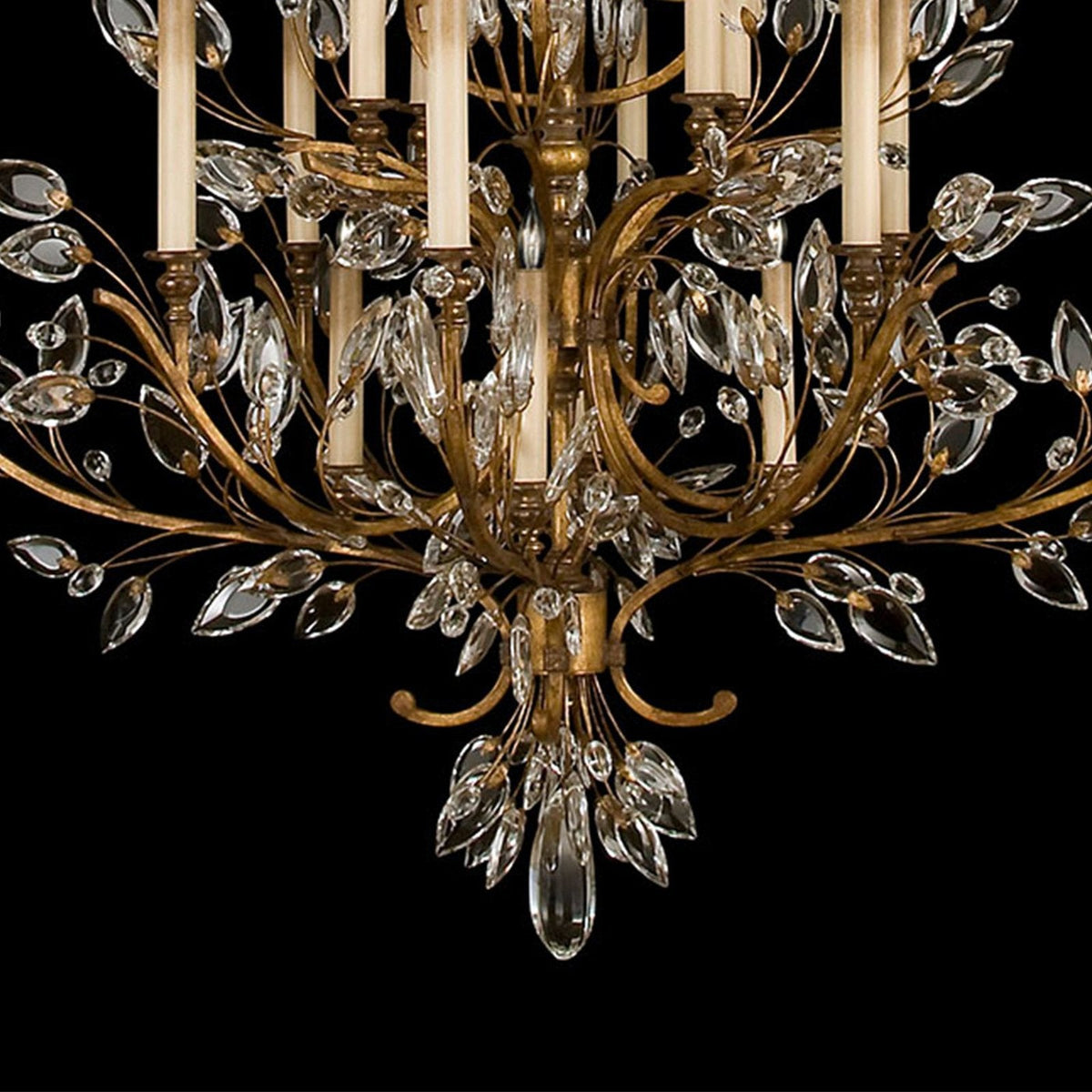 57-Inch Crystal Leaf Round Chandelier / Gold Leaf