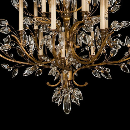 57-Inch Crystal Leaf Round Chandelier / Gold Leaf