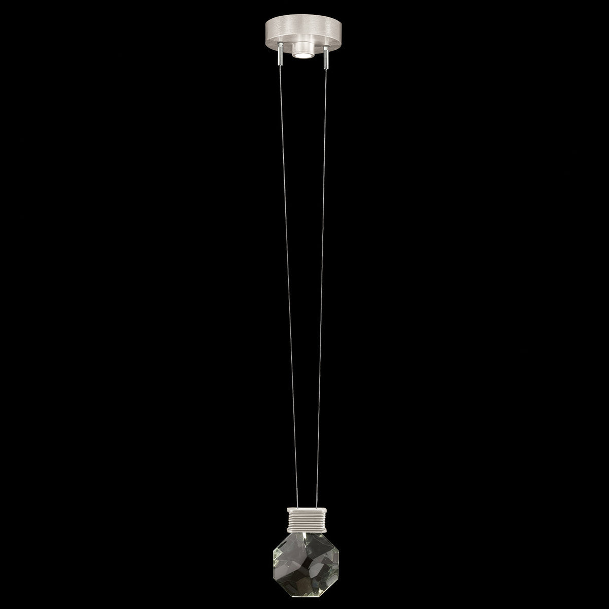 6-Inch Faceted Crystal LED Pendant Light / Brushed Silver