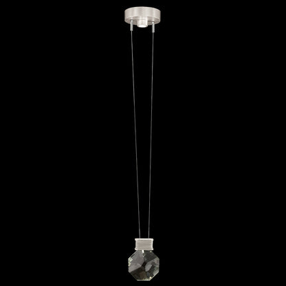 6-Inch Faceted Crystal LED Pendant Light / Brushed Silver