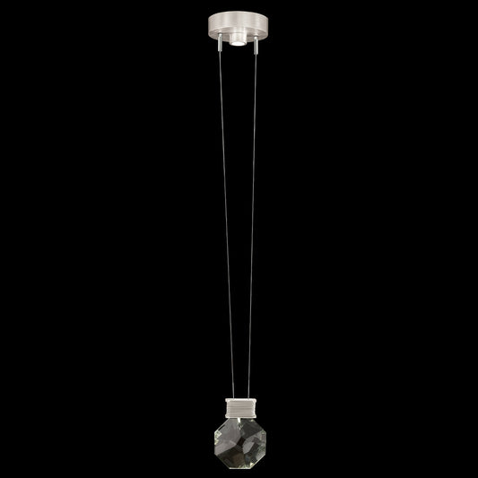 6-Inch Faceted Crystal LED Pendant Light / Brushed Silver