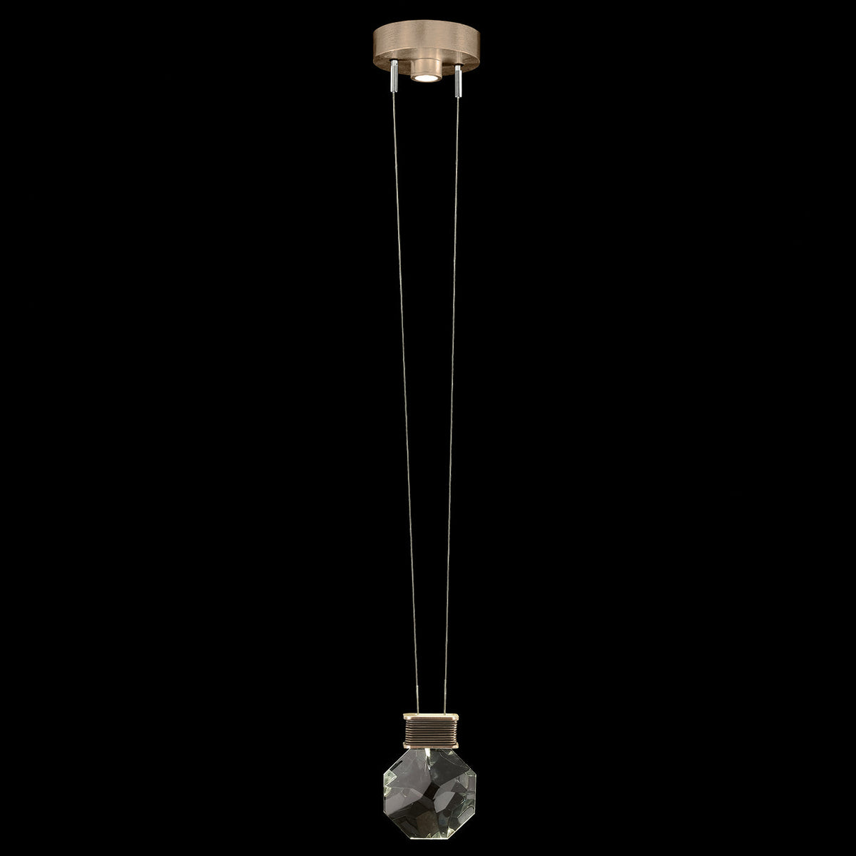 6-Inch Faceted Crystal LED Pendant Light / Bronze