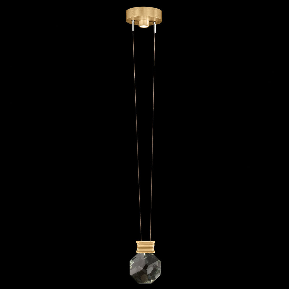 6-Inch Faceted Crystal LED Pendant Light / Gold