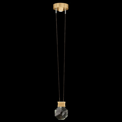 6-Inch Faceted Crystal LED Pendant Light / Gold