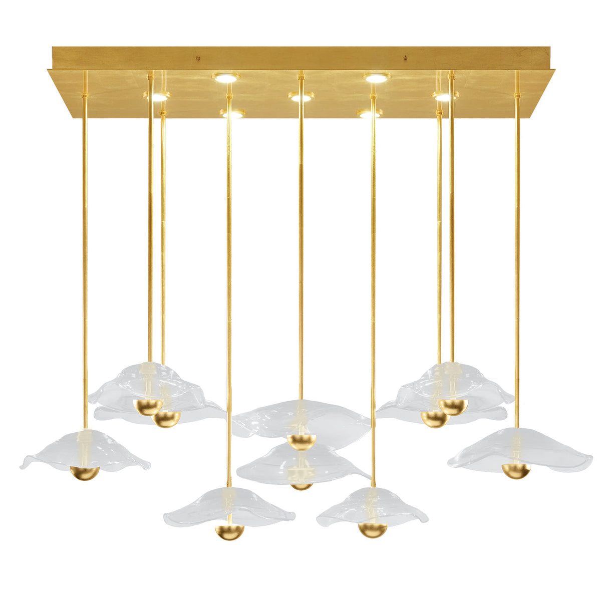 61.75-Inch Studio Glass Rectangular Pendant Light / Gold Leaf/Clear