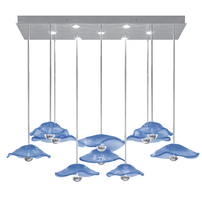 61.75-Inch Studio Glass Rectangular Pendant Light / Silver Leaf/Blue