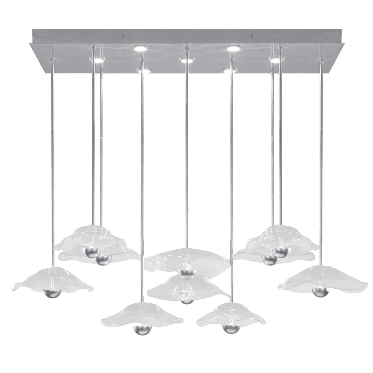 61.75-Inch Studio Glass Rectangular Pendant Light / Silver Leaf/Clear