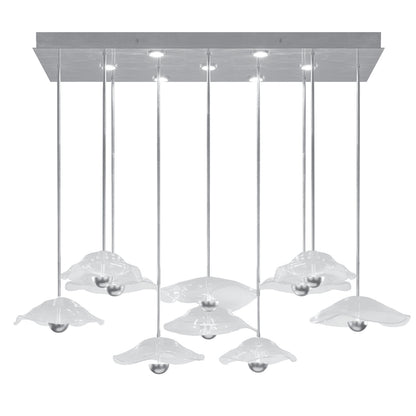 61.75-Inch Studio Glass Rectangular Pendant Light / Silver Leaf/Clear