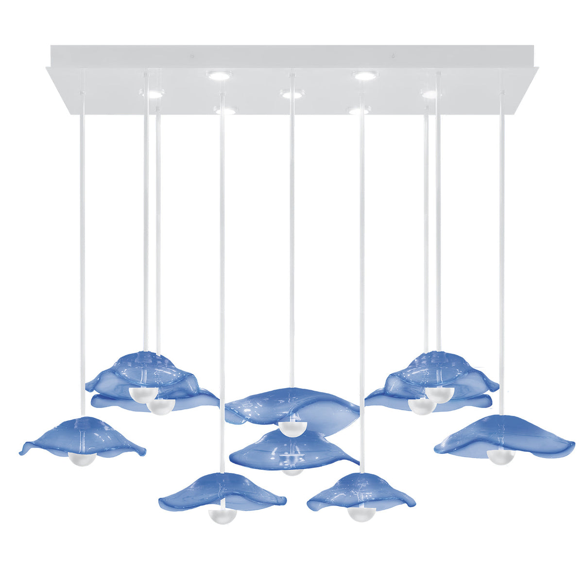 61.75-Inch Studio Glass Rectangular Pendant Light / White/Blue