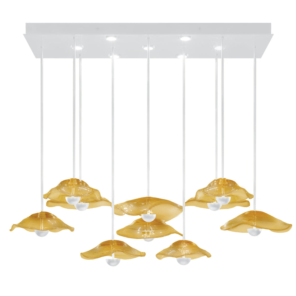 61.75-Inch Studio Glass Rectangular Pendant Light / White/Amber