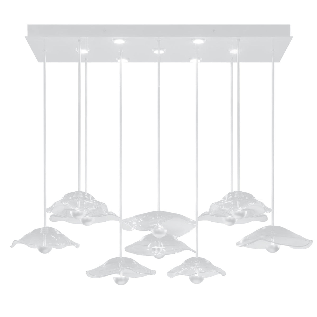 61.75-Inch Studio Glass Rectangular Pendant Light / White/Clear