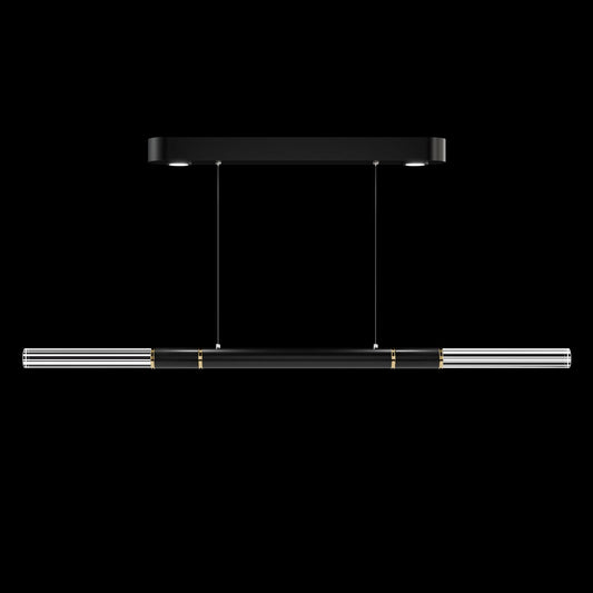 62-Inch Linear Tubular LED Pendant Light / Black / Brass / No Skin