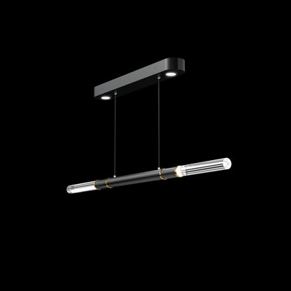 62-Inch Linear Tubular LED Pendant Light / Black / Brass / Charcoal
