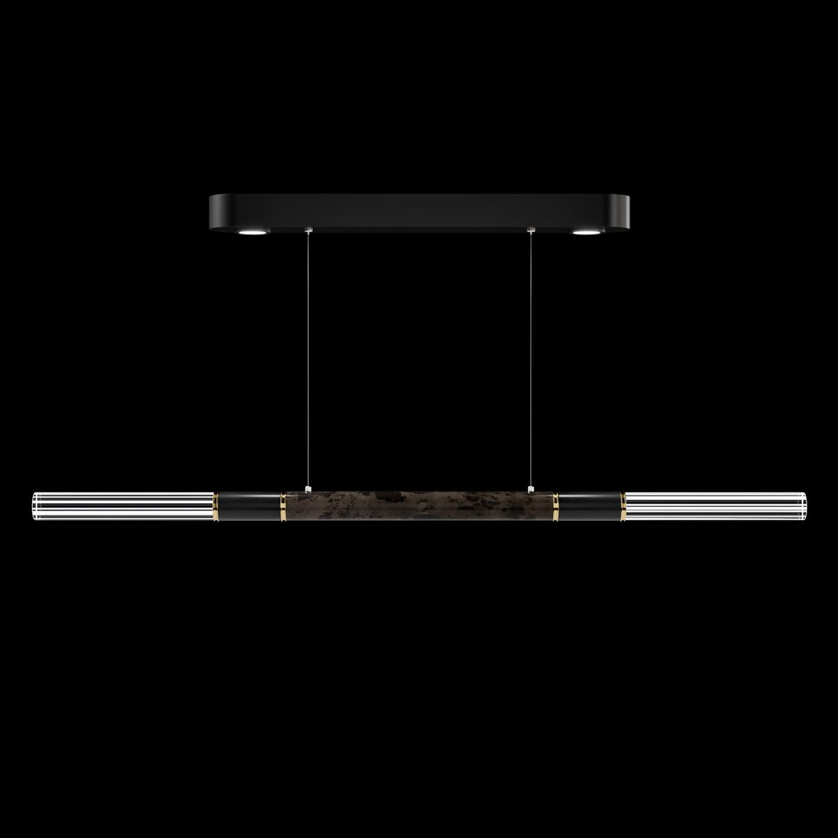 62-Inch Linear Tubular LED Pendant Light / Black / Brass / Smoke