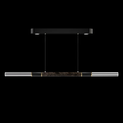 62-Inch Linear Tubular LED Pendant Light / Black / Brass / Smoke