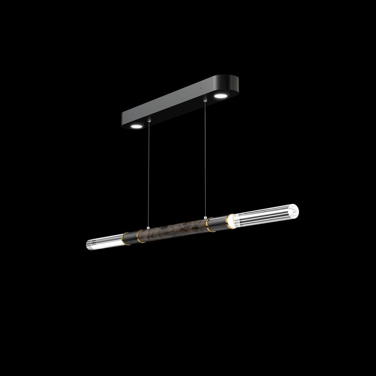 62-Inch Linear Tubular LED Pendant Light / Black / Nickel / No Skin