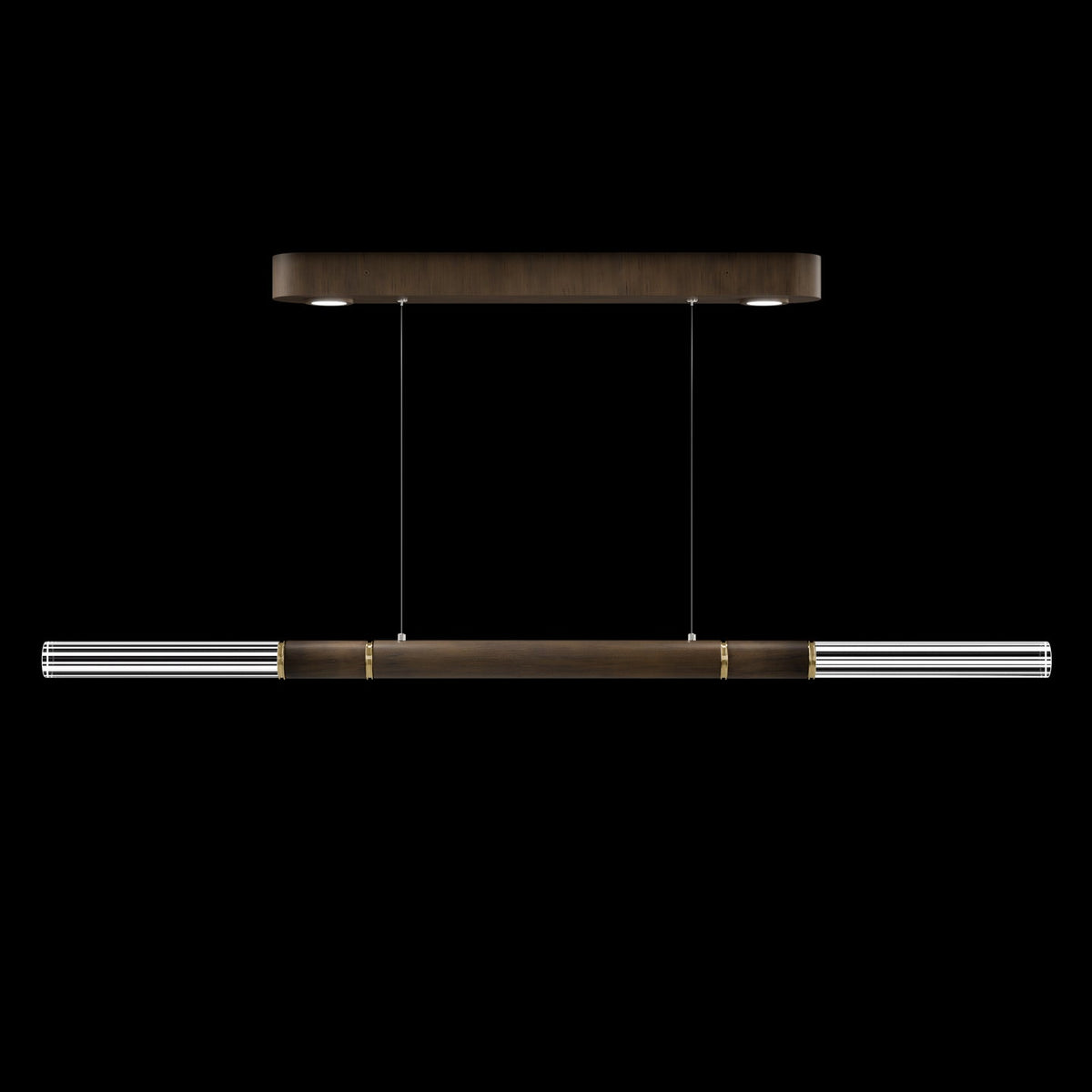 62-Inch Linear Tubular LED Pendant Light / Gold Leaf / Brass / No Skin