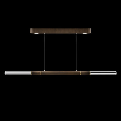 62-Inch Linear Tubular LED Pendant Light / Gold Leaf / Brass / No Skin