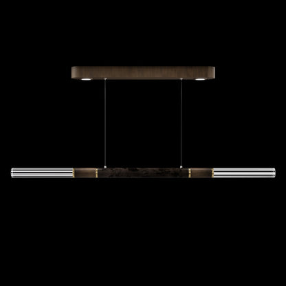 62-Inch Linear Tubular LED Pendant Light / Gold Leaf / Brass / Smoke