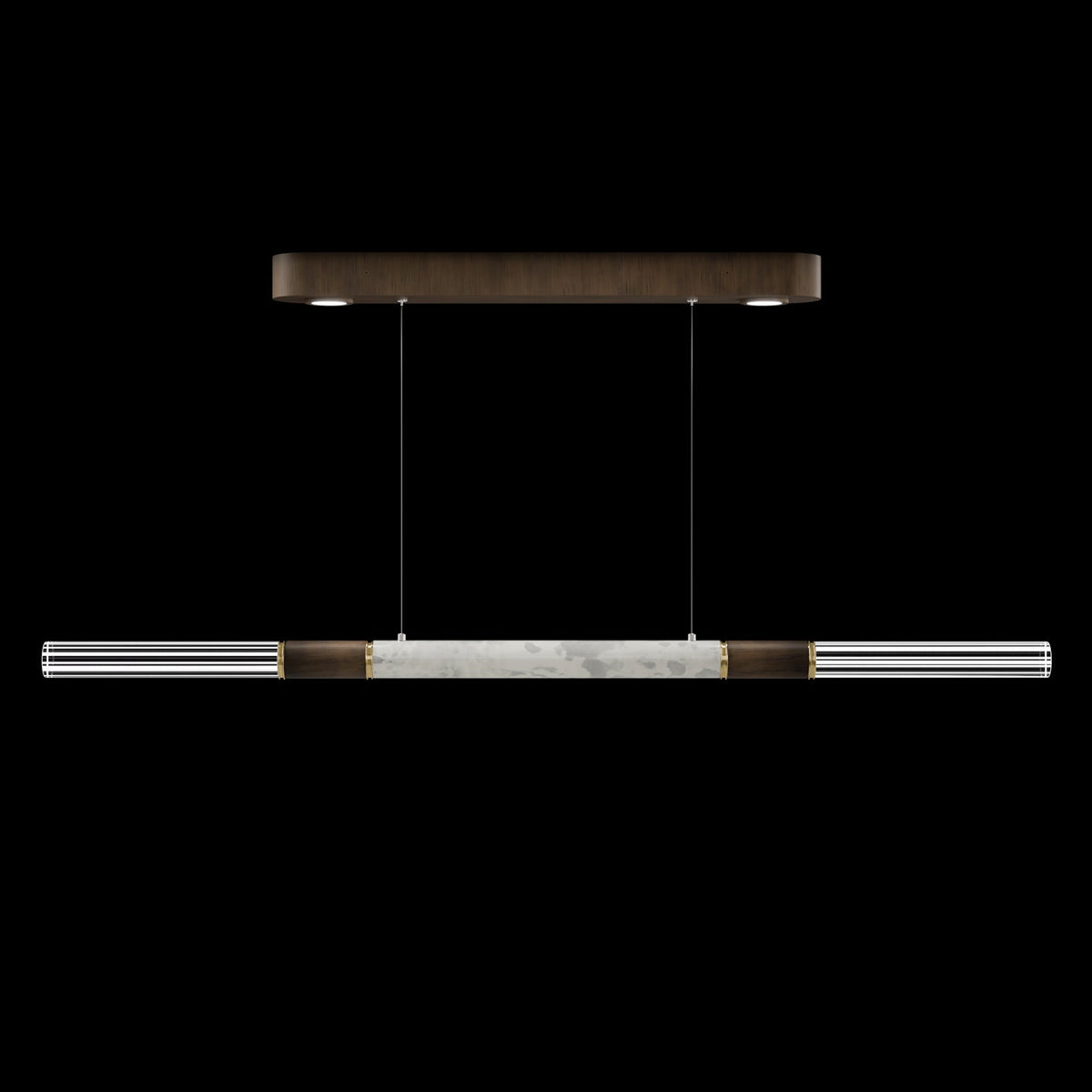 62-Inch Linear Tubular LED Pendant Light / Gold Leaf / Nickel / Charcoal