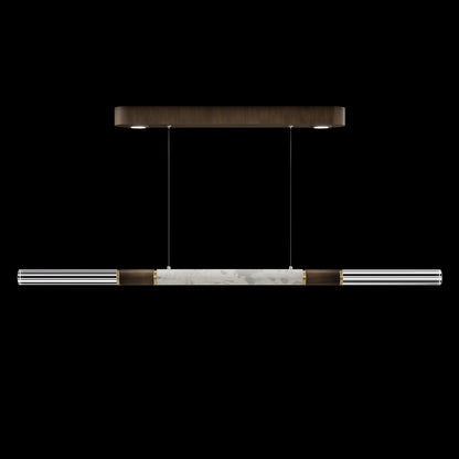 62-Inch Linear Tubular LED Pendant Light / Gold Leaf / Nickel / Charcoal