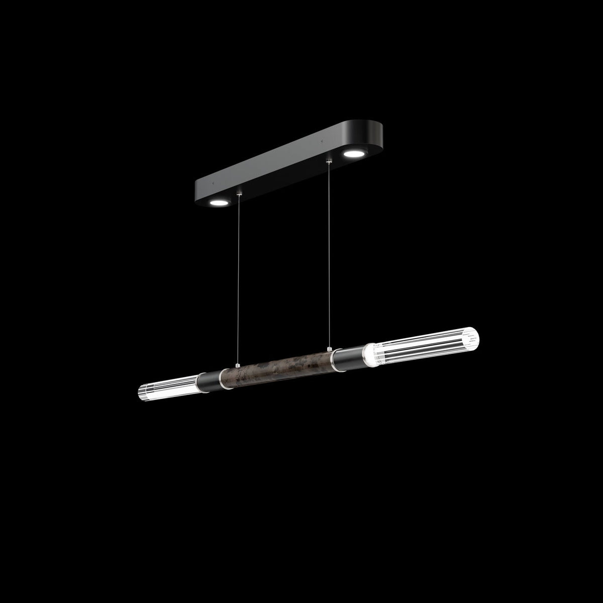 62-Inch Linear Tubular LED Pendant Light / Bronze / Nickel / No Skin