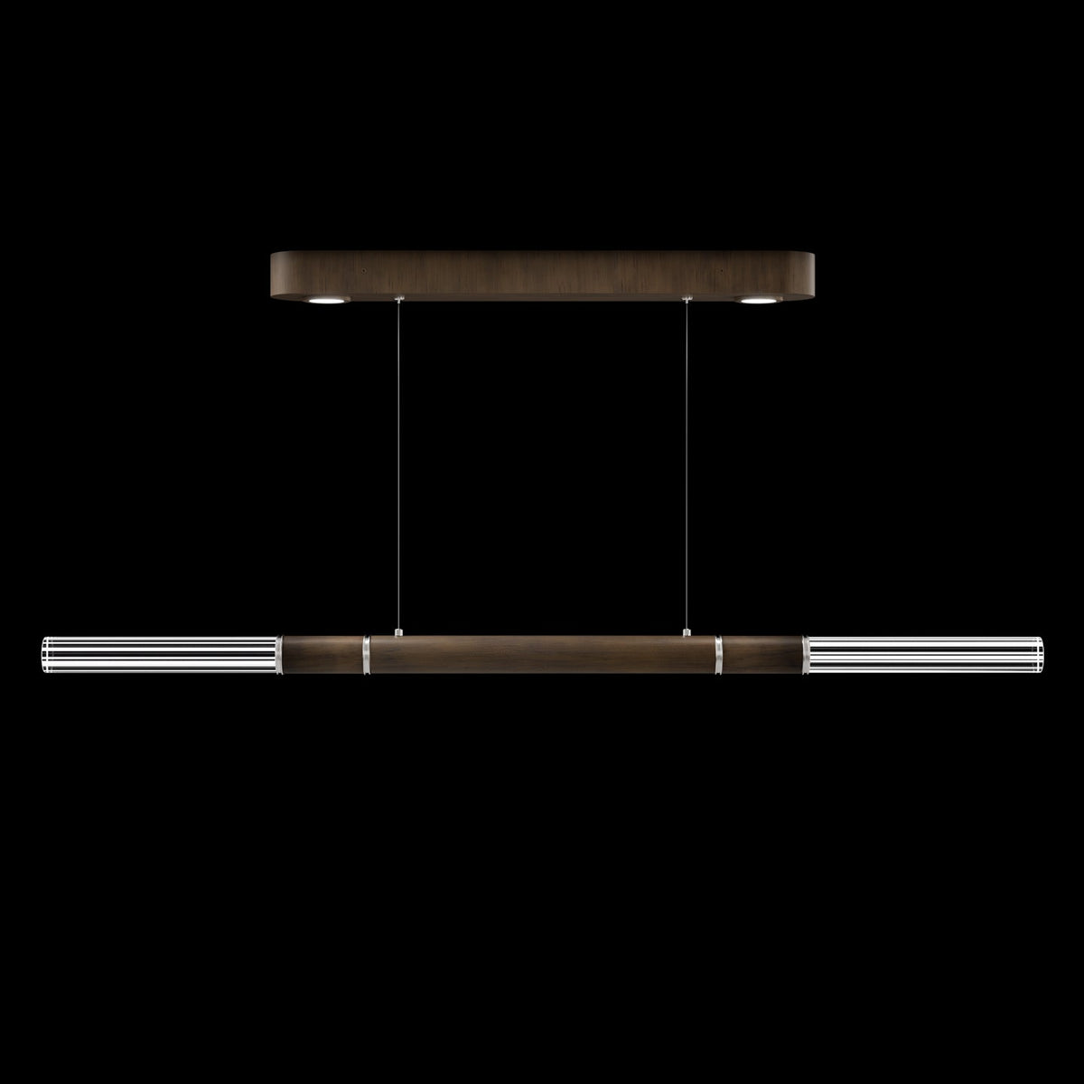 62-Inch Linear Tubular LED Pendant Light / Silver Leaf / Brass / No Skin