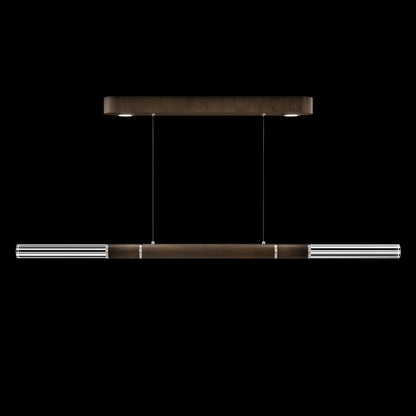 62-Inch Linear Tubular LED Pendant Light / Silver Leaf / Brass / No Skin