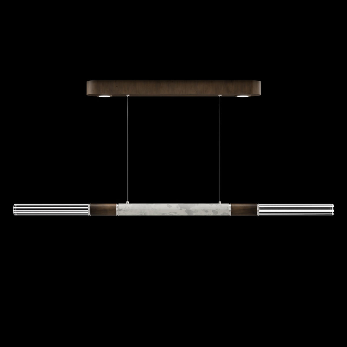 62-Inch Linear Tubular LED Pendant Light / Silver Leaf / Nickel / Charcoal