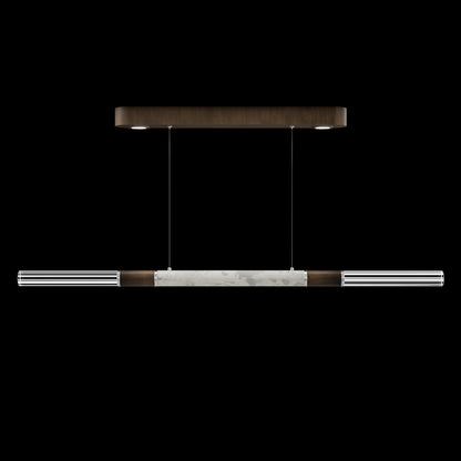 62-Inch Linear Tubular LED Pendant Light / Silver Leaf / Nickel / Charcoal