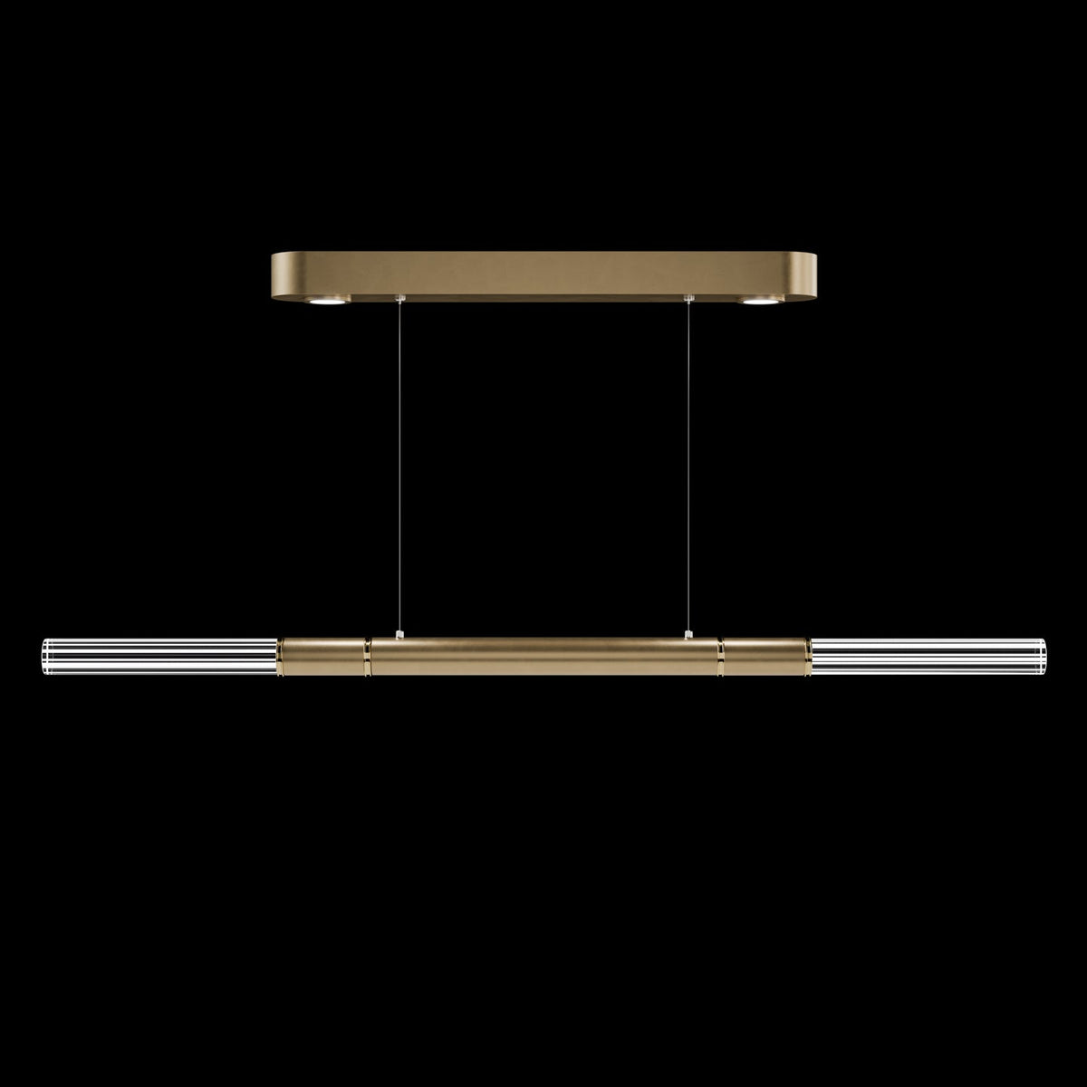 62-Inch Linear Tubular LED Pendant Light / Soft Gold Leaf / Brass / No Skin