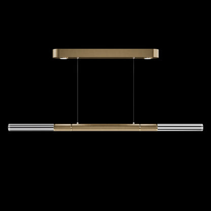62-Inch Linear Tubular LED Pendant Light / Soft Gold Leaf / Brass / No Skin
