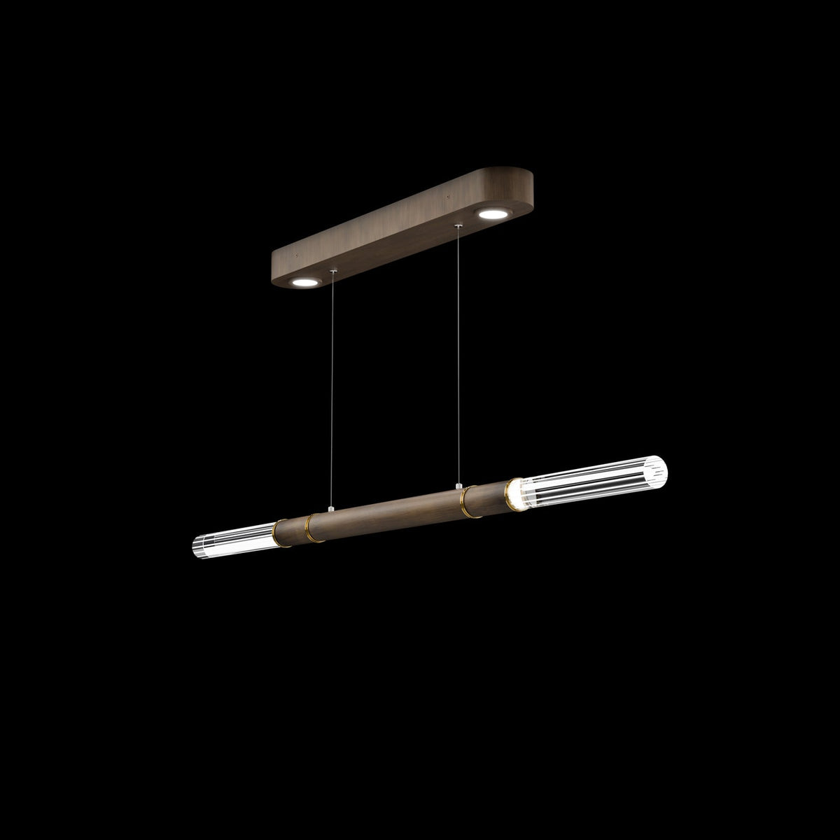 62-Inch Linear Tubular LED Pendant Light / Gold Leaf / Brass / Charcoal