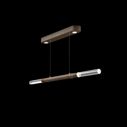 62-Inch Linear Tubular LED Pendant Light / Gold Leaf / Brass / Charcoal