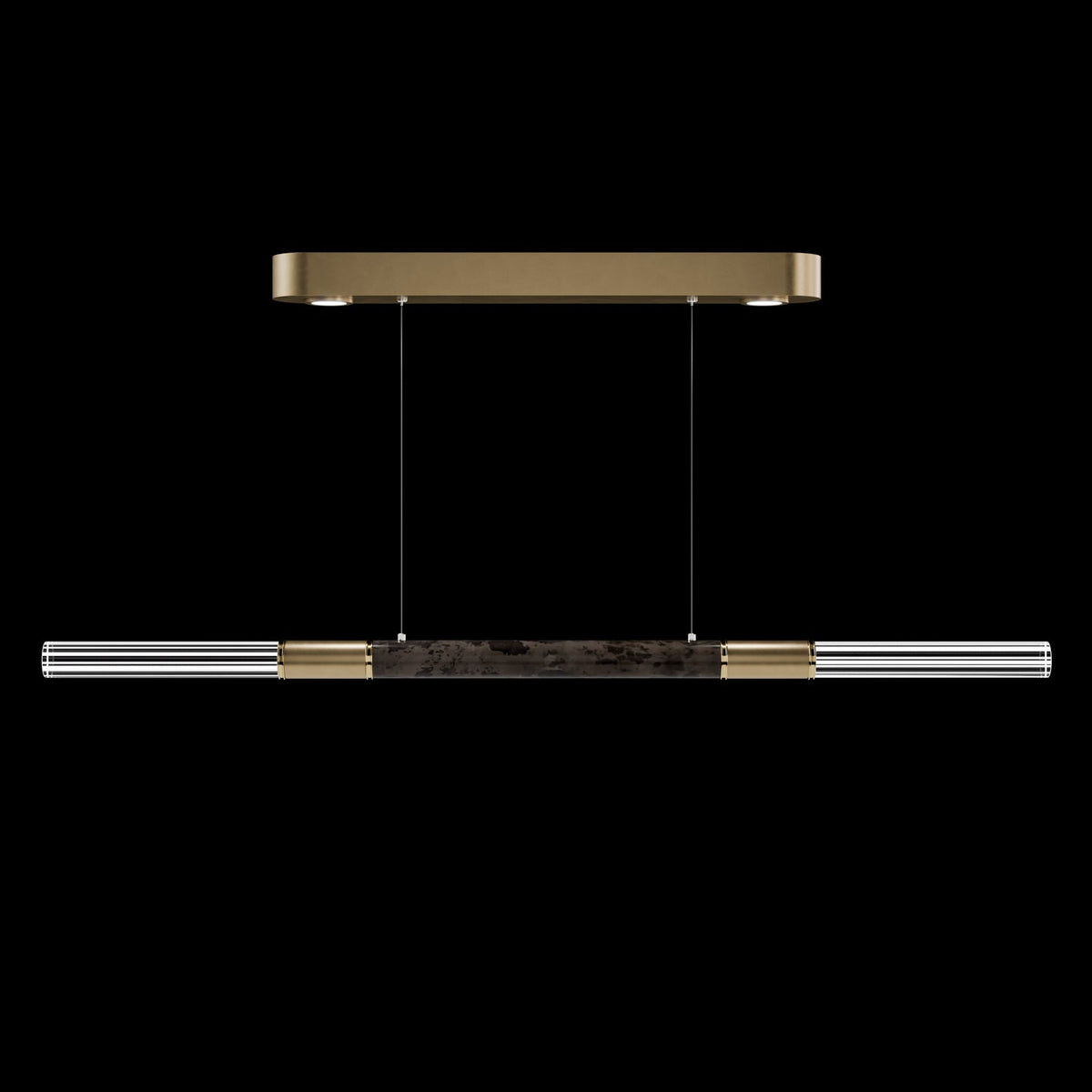 62-Inch Linear Tubular LED Pendant Light / Soft Gold Leaf / Brass / Smoke