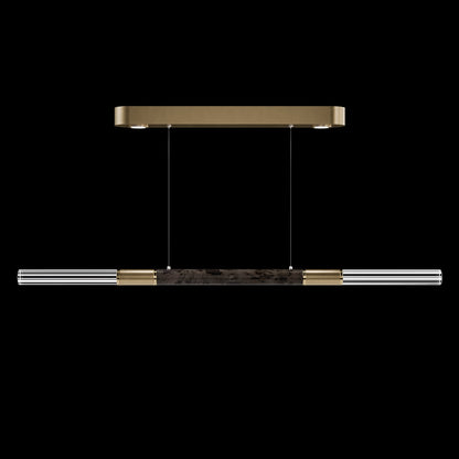 62-Inch Linear Tubular LED Pendant Light / Soft Gold Leaf / Brass / Smoke