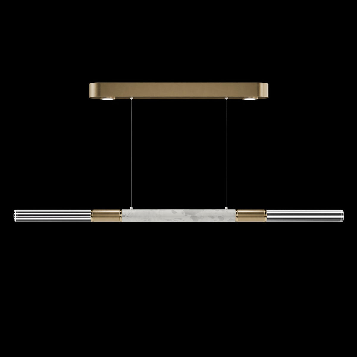 62-Inch Linear Tubular LED Pendant Light / Soft Gold Leaf / Nickel / Charcoal