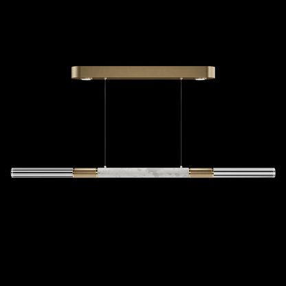 62-Inch Linear Tubular LED Pendant Light / Soft Gold Leaf / Nickel / Charcoal