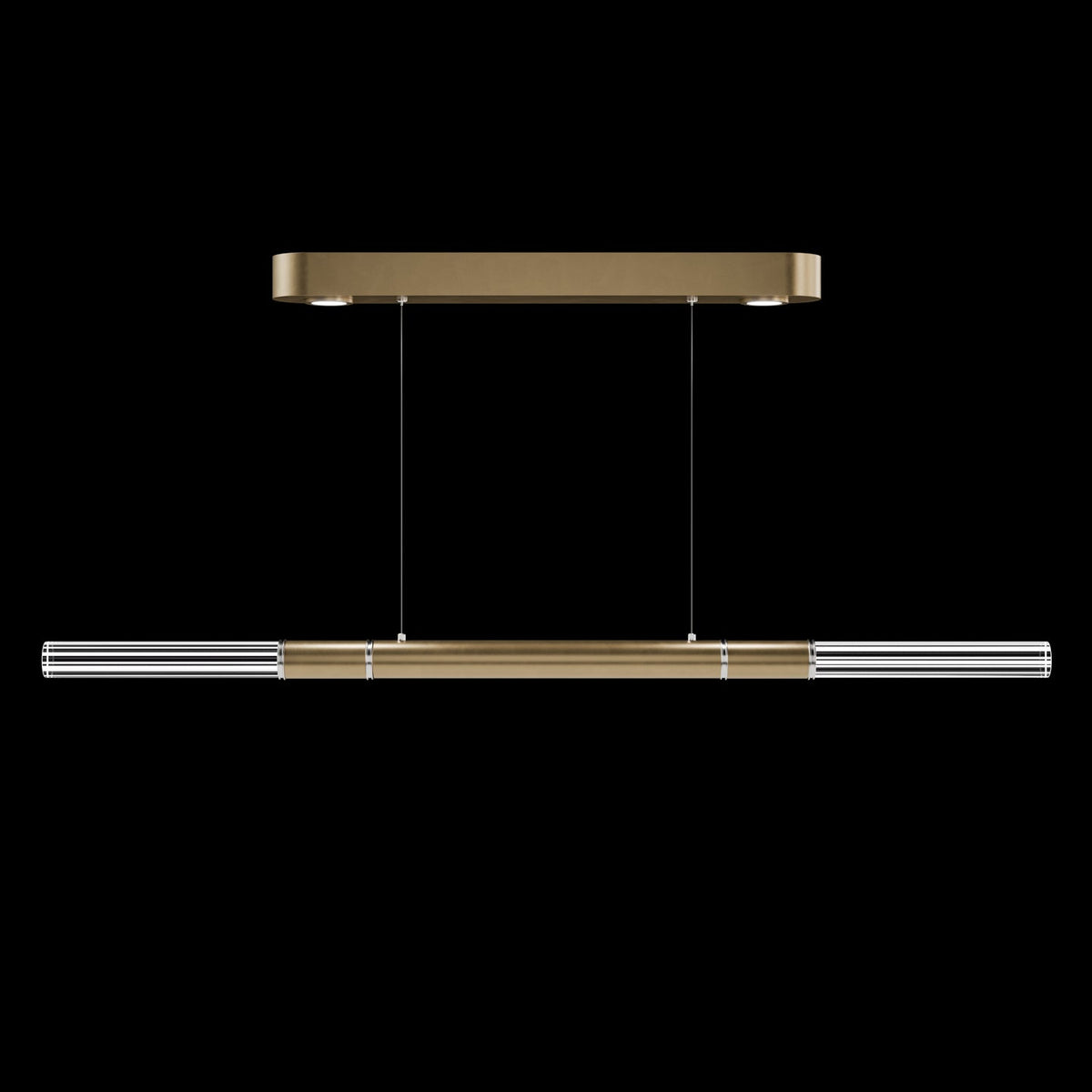 62-Inch Linear Tubular LED Pendant Light / Ombre Bronze / Brass / No Skin