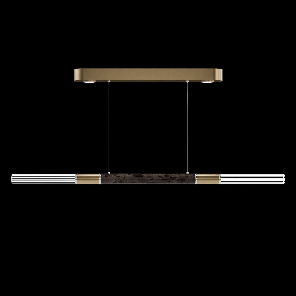 62-Inch Linear Tubular LED Pendant Light / Ombre Bronze / Brass / Smoke